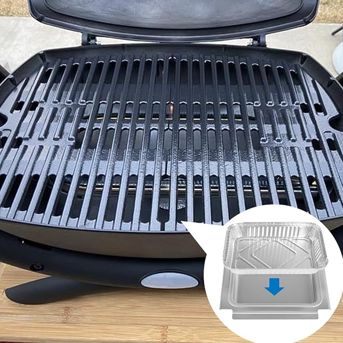 Uniflasy 80346 Catch Pan for Weber Q1200 Q1000 Grill Grease Drip Pan | Includes Grease Tray and 15-pack aluminum liners; fits Weber Q100 Q120 Q140 Q1400 grills, replaces 41887 6415