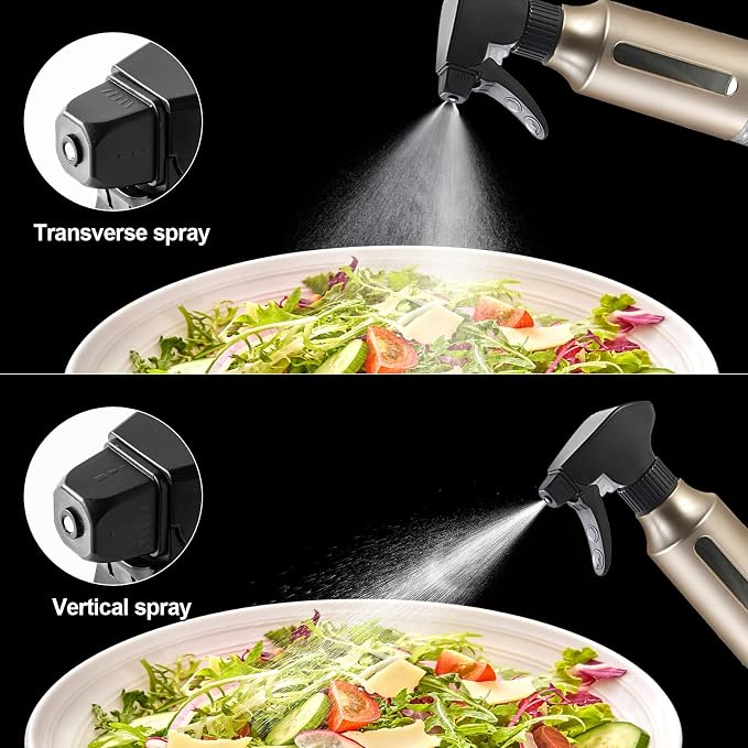 Olive Sprayer for Cooking,ABS Plastic Olive Oil Mister for Air Fryer Black Nozzel Dispenser Bottles Fat Reduction Glass Oil Control Spray Pot 6.35oz 180ml Capacity