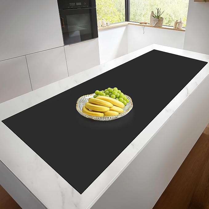Silicone Mat Roll, Heat Resistant Kitchen Countertop Protector | 17IN X 5FT, Black | Non-Slip Table Mat Desk Saver Pad, Multi-functional Cuttable Silicone Mats, Craft Mat