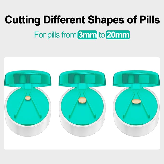 DUBSTAR 3-in-1 Pill Crusher Fine Powder Pill Grinder Pill Cutter Green | Pill Crushers for Elderly and Pet with Pill Storage and Brush, Pill Splitter for Small or Large Pills