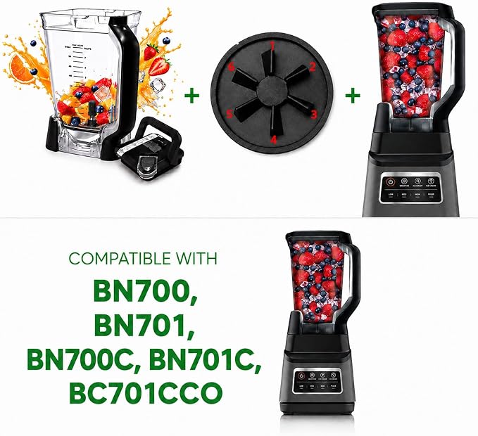 72oz XL Replacement Blender Pitcher for Ninja BN701 & BN700, 6-Fin | Fits for NinjaBN700, BN701, BN700C, BN701C.72oz crushing pitcher.BPA-free, dishwasher safe. Heavy-duty 6-fin base.