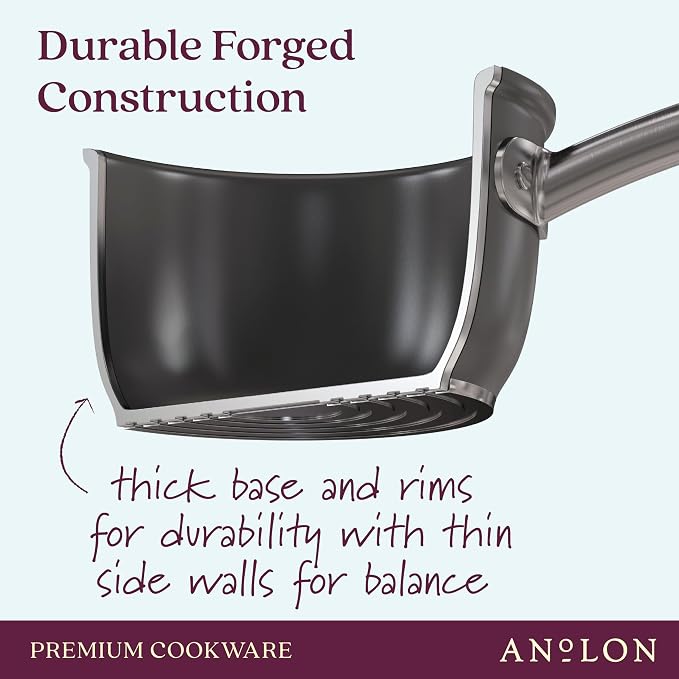 Anolon Accolade Forged Hard Anodized Nonstick Frying Pan/Skillet, 8 Inch, Moonstone Gray