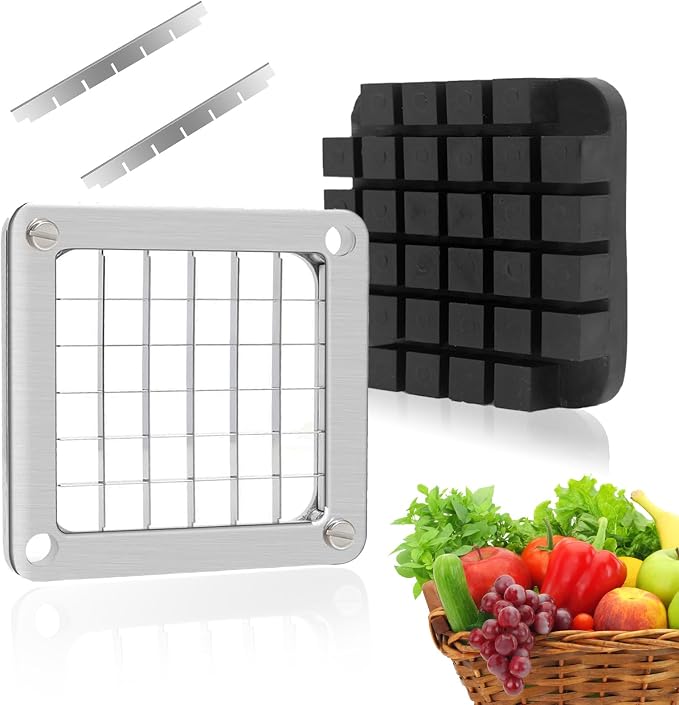 Commercial Vegetable Replacement Chopper 1/2’’ Blade | Replacement Chopper Dicer Stainless Steel Blade and Pusher Block for Fruit Cutting Machine Tomato onion French Fries Cutter