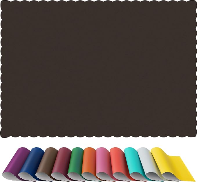 Paper Placemats - Disposable - Scalloped Edge (100, Black)