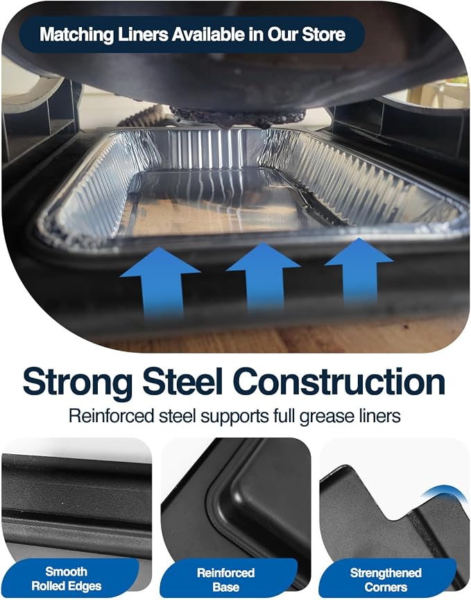 80346 Catch Pan with 20 Pack 6415 Drip Pan Liners for Weber Q100 Q120 Q140 and Q1000 Q1200 Q1400 Series Grills, Grease Tray Catcher for Weber Replacement 80346 41887