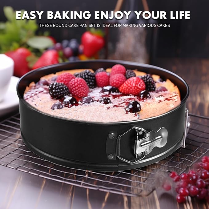 Springform Cake Pan Set, Non-stick 6pcs(7 8 8.5 9.5 10 11Inch) Cheesecake Pan Removable Bottom, Leakproof Round Spring Form Pans Cake Pans Sets for Baking, Included 2pcs Silicone Baking Gloves
