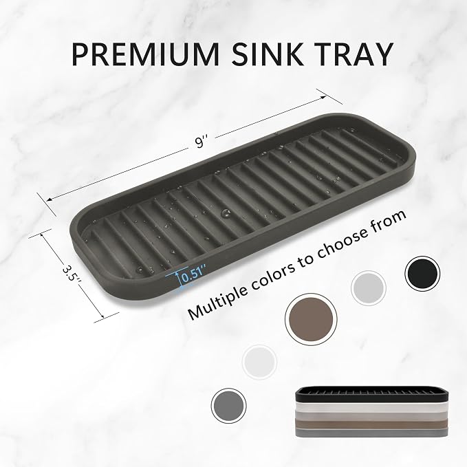 Silicone Sponge Holder for Kitchen Sink - Soap Tray 2 Pack Brown | Kitchen soap tray, sponge tray, sink organizer, dish caddy; soap holder, soap dispenser, scrubber, spoon holder, accessories