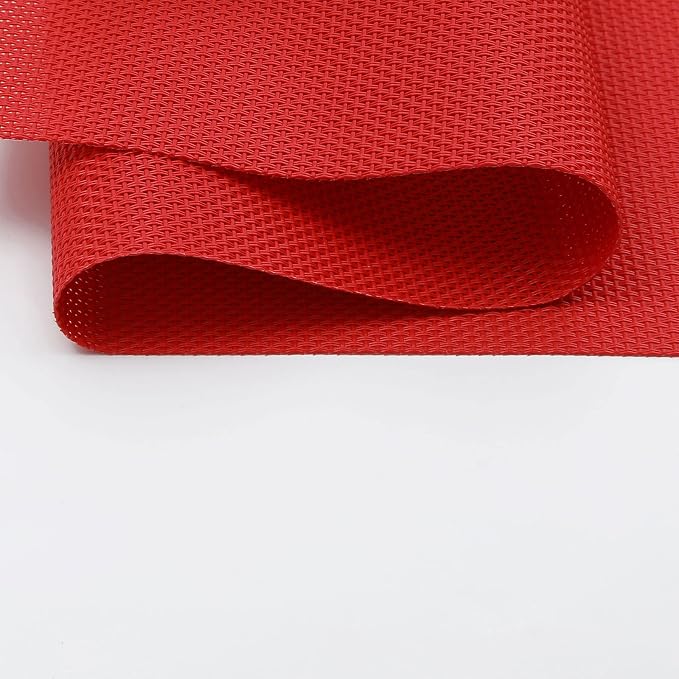 SHACOS Placemats Set of 6 Woven Vinyl Christmas Place Mats for Dining Table Wipe Clean Stain Resistant Table Mats Indoor Outdoor (6, Red)