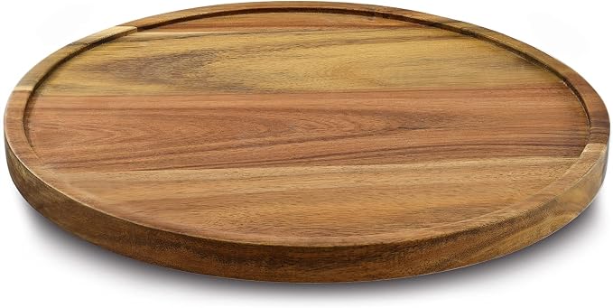 13" Acacia Wood Lazy Susan Organizer Kitchen Turntable for Cabinet Pantry Table Organization