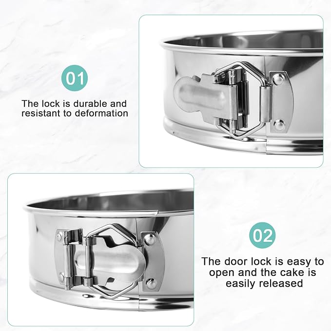 9 Inch Cheesecake Pan, Leakproof 304 Stainless Steel Springform Pan with Silicone Protector for Water Bath Baking, Removable Bottom, 50 Pcs Parchment Paper, Dishwasher Safe