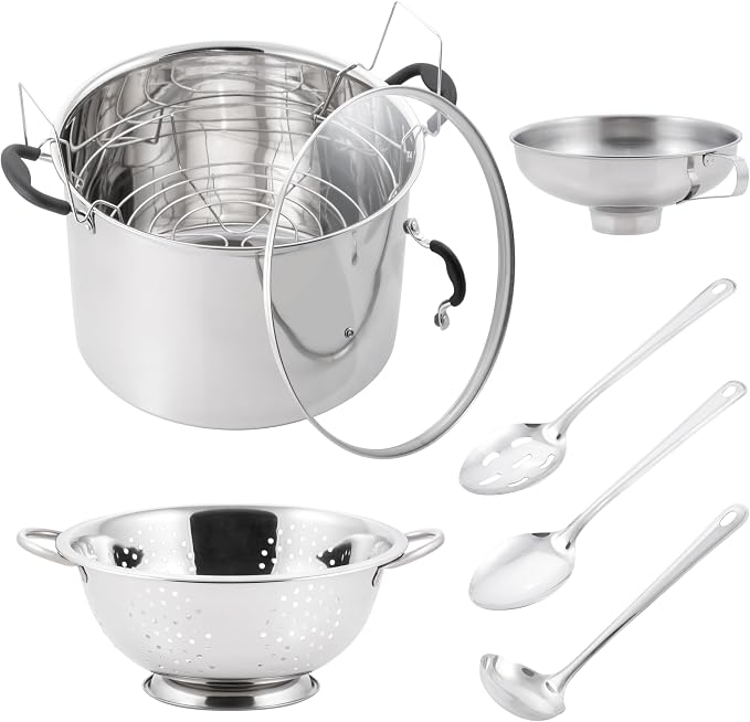 Prep•N•Cook by McSunley 21.5Qt Induction Stainless Steel Water Bath Canner (Canner + Colander & Tools)