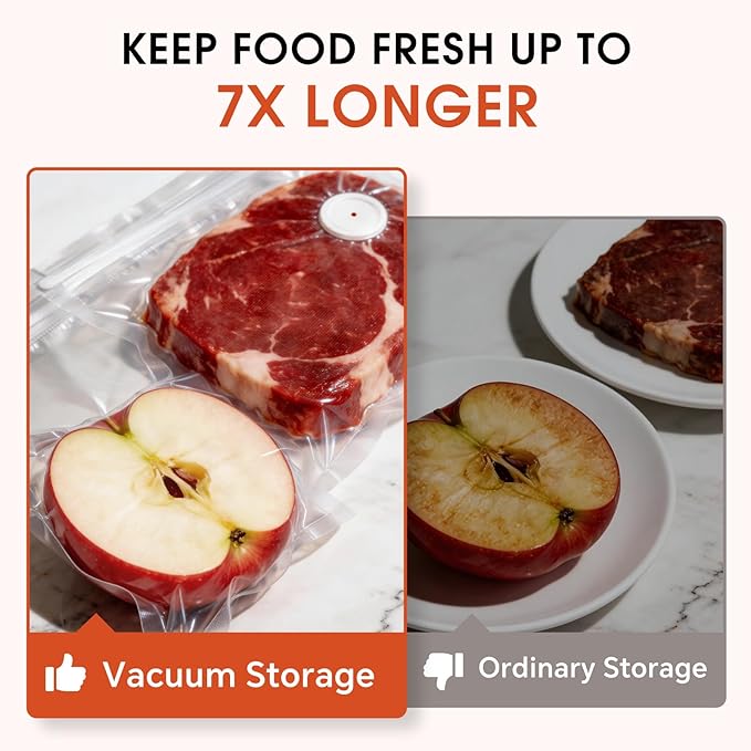 Reusable Vacuum Sealer Bags for Food, 12 Pack Large (11.8"x13.4") with 2 Clips, BPA-Free Vacuum Storage Bags, Freezer & Sous Vide Cooking, Compatible with Food Saver Vacuum Sealers