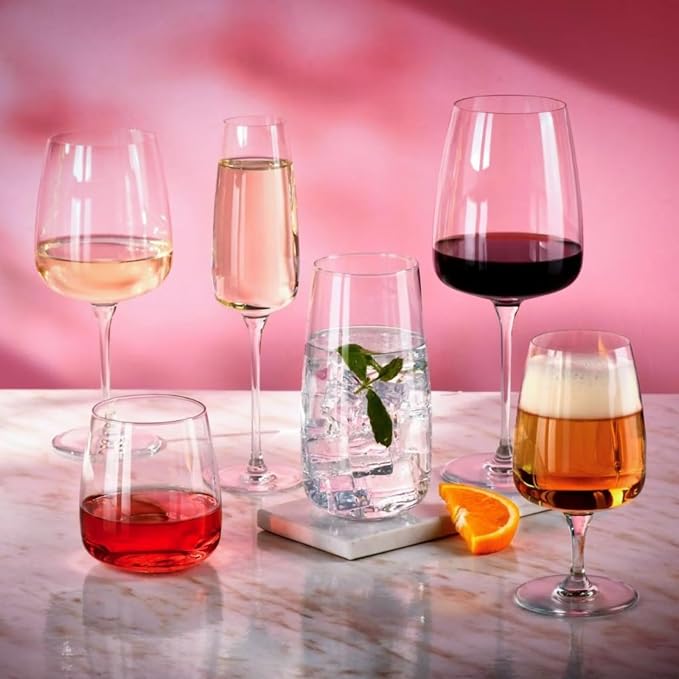 KROSNO Champagne Flutes Set of 4, 8.5 oz, Modern Collection | Drinking Glasses, Led-Free Crystal Glasses for Prosecco Sparkling Wine, Wedding Champagne Flutes, Dishwasher Safe