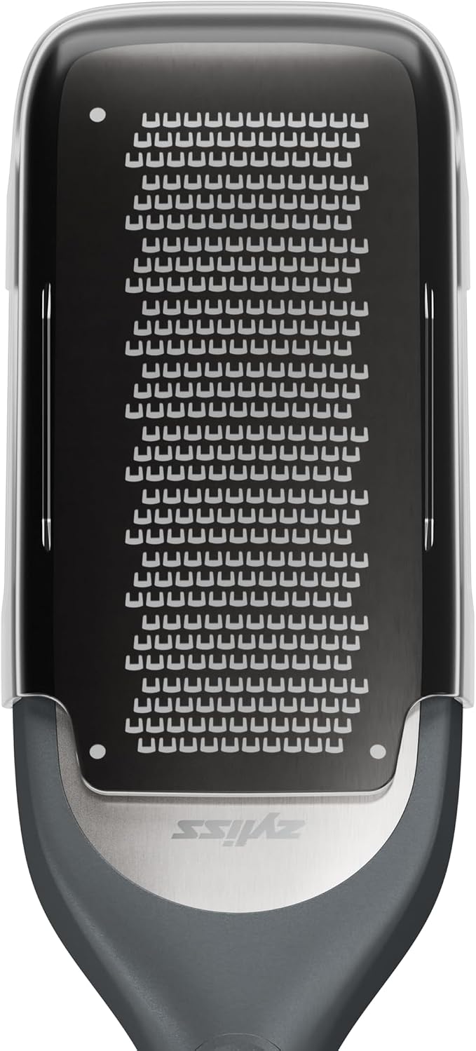 Zyliss Fine Grater and Zester - Handheld Grater with Stainless Steel Blade & Wheat Straw Handle - Ideal for Hard Cheese, Chocolate, Fruit, Vegetables, & More - Protective Cover Doubles as Scraper