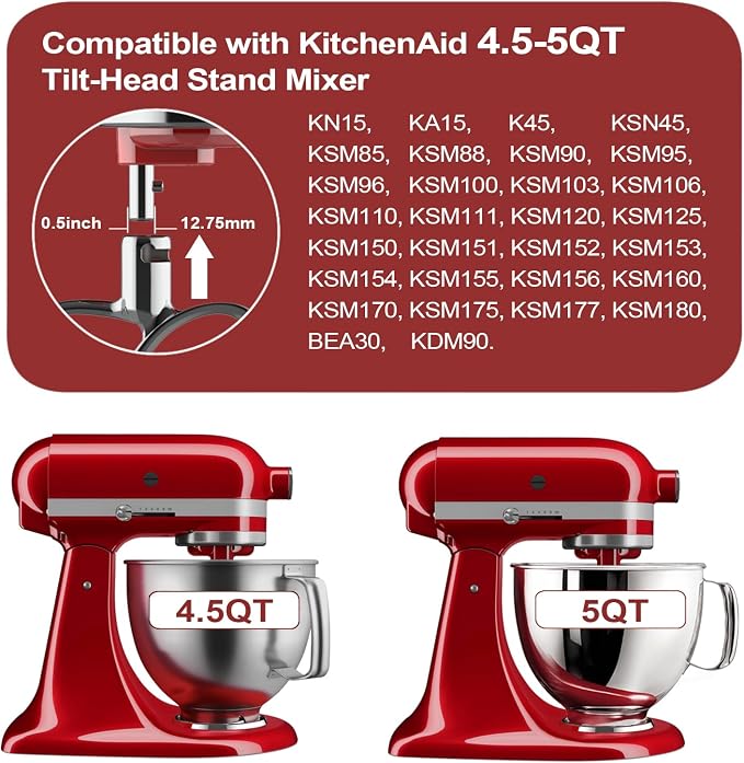 Stainless Steel Flat Beater for KitchenAid 4.5-5 QT Tilt Head Stand Mixer | Paddle Attachment for KitchenAid Stand Mixer Attachments, Polished KitchenAid Flat Beater, Dishwasher Safe