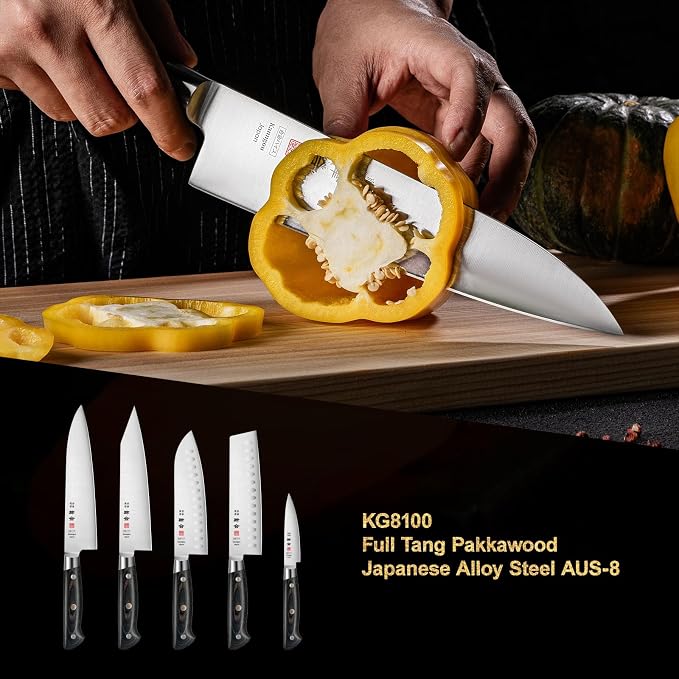 8.27 Inch Japanese Chef Knife Kitchen Knife, Japan AUS-8 Alloy Steel Gyuto Knife with Full-Tang Pakkawood Handle, Chef's Knives with Premium Gift Box (Classic Series)