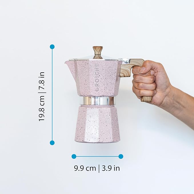 GROSCHE Milano Stovetop Espresso Maker Moka Pot 6 espresso Cup 9.3 oz Pink | Cuban Coffee Maker And Italian Moka Pot For Stovetop Espresso; For Gas, Electric, And Propane Stoves With A Soft-Touch Handle