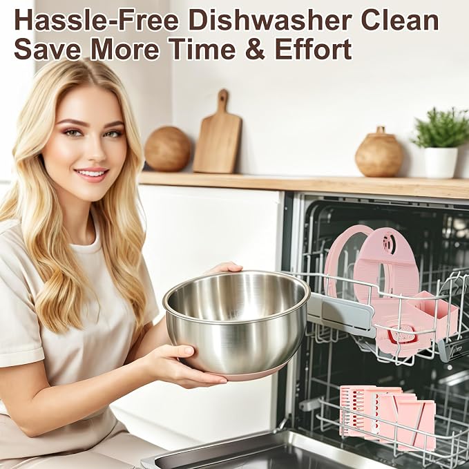 Stainless Steel Salad Spinner Large, Vegetables Fruits Wash Bowl with Strainer, Lettuce Spinner Dryer with Lid and 5 Blades Slicer, Egg Yolk Strainer, Shredder for Efficient Salad Preparation 5.3Qt