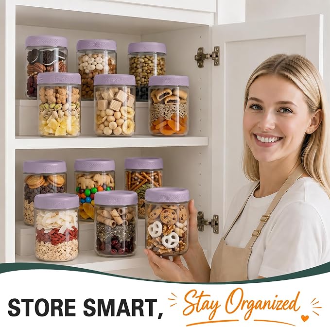 Overnight Oats Containers with Lids, 16oz Parfait Cups with Lids, Glass Jar | 6 Pack Glass Jars with Lids, Yogurt Containers with Lids for Kitchen, Mason Jars for Storage, Pudding, Snack, Sugar, Purple