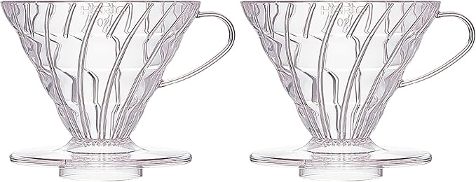 Hario V60 Plastic Coffee Dripper, 02, Clear (Pack of 2)