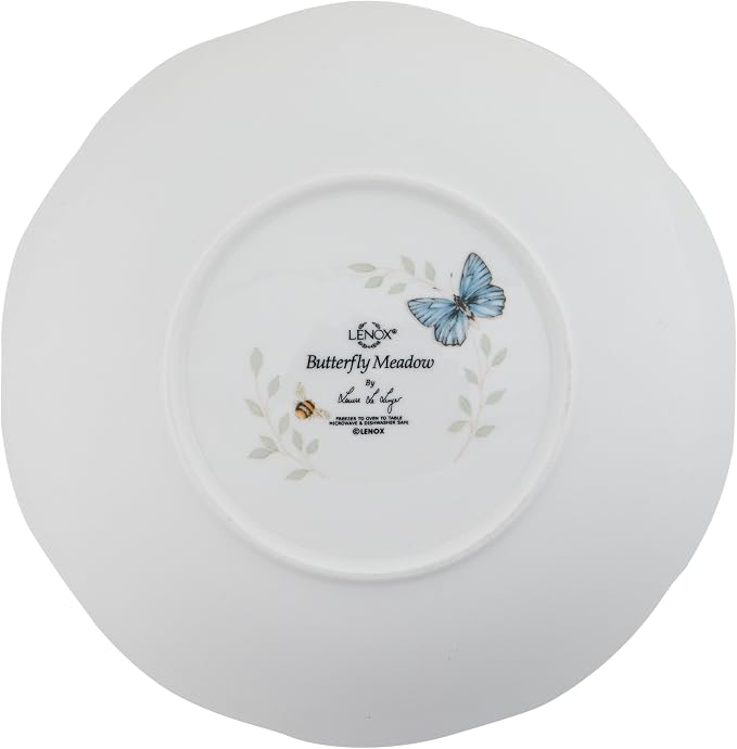 Lenox Butterfly Meadow Porcelain 7-Piece Bowl Set for 2 | dishwasher safe | plates and bowls sets for kitchen and dining | 84oz capacity, 10 inch diameter | 3.5 inch