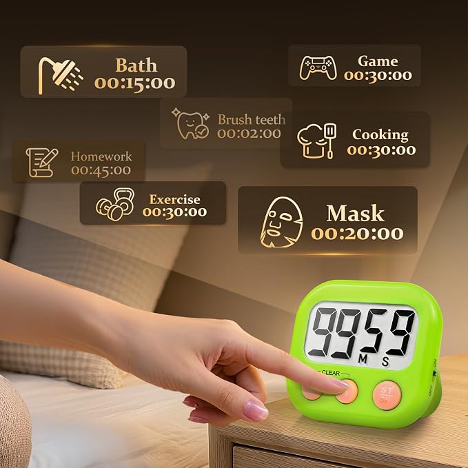 6 Pack Digital Kitchen Timer Small Classroom Timers for Kids Teachers (Orange&Green)