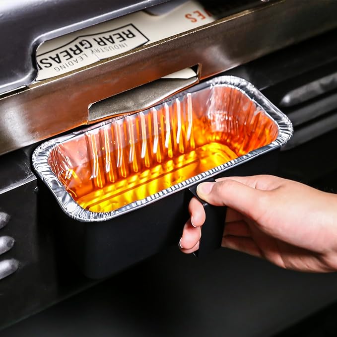 Uniflasy Grease Catcher Kit for Blackstone 17"-36" Griddles, 20 Liners | Includes coated steel grease cup, 3 hooks, grease slide and 20 disposable foil liners for easier cleanup