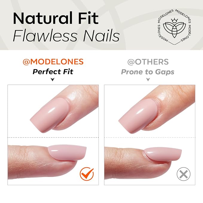 modelones Short Press on Nails, Oval Fake Nails Kit Nails Press Ons | with Glue, Adhesive Tabs, Nail File, Prep Pad, Manicure Stick, 32Pcs 16 Sizes, Milky White, Summer Women Girl Gift