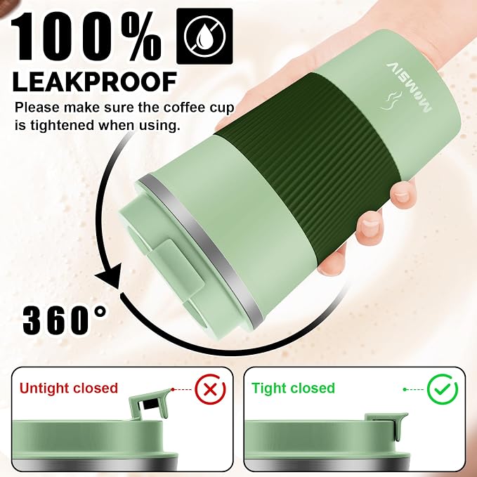 MOMSIV 17oz Travel Coffee Mug, Insulated Coffee Cup with Leakproof Lid | 6-Hour Heat Retention, 360°Leak proof, Vacuum Stainless Steel Double Walled, BPA-free, Reusable And To Go Coffee Mug