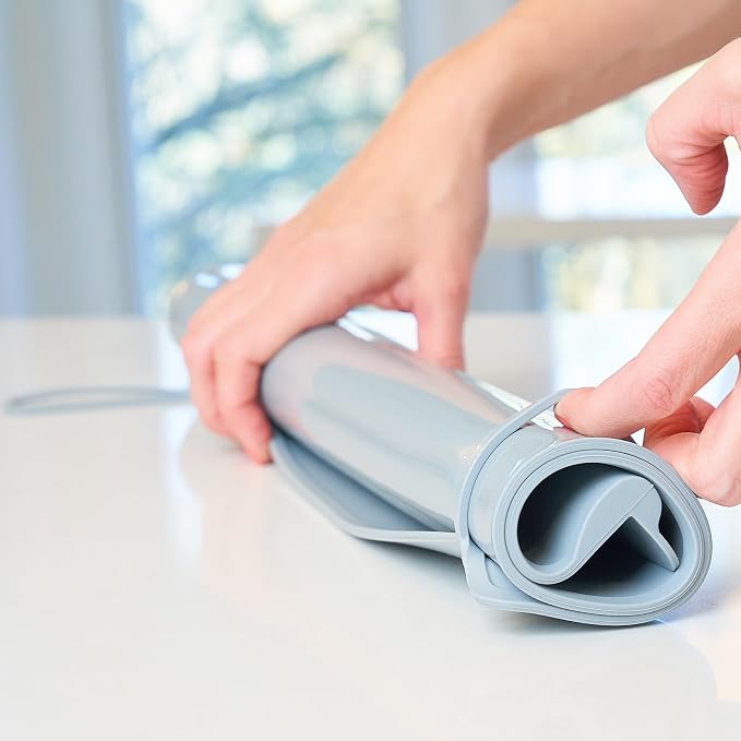 Table Tyke Placemat XL Silicone Baby Placemat with Teething Edge Bumper - Waterproof Toddler Table Mat for Eating, BPA Free, Dishwasher Safe (Grey)