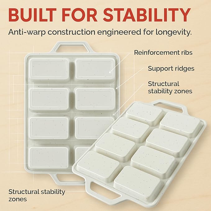 Silicone Mini Loaf Pans for Baking, 2-Pack – 8 Cavity Nonstick Bread Mold | Metal Reinforced Silicone Mini Loaf Pans for Baking, Food-Grade BPA-Free Bread Mold, Easy Release Surface, Dishwasher Safe
