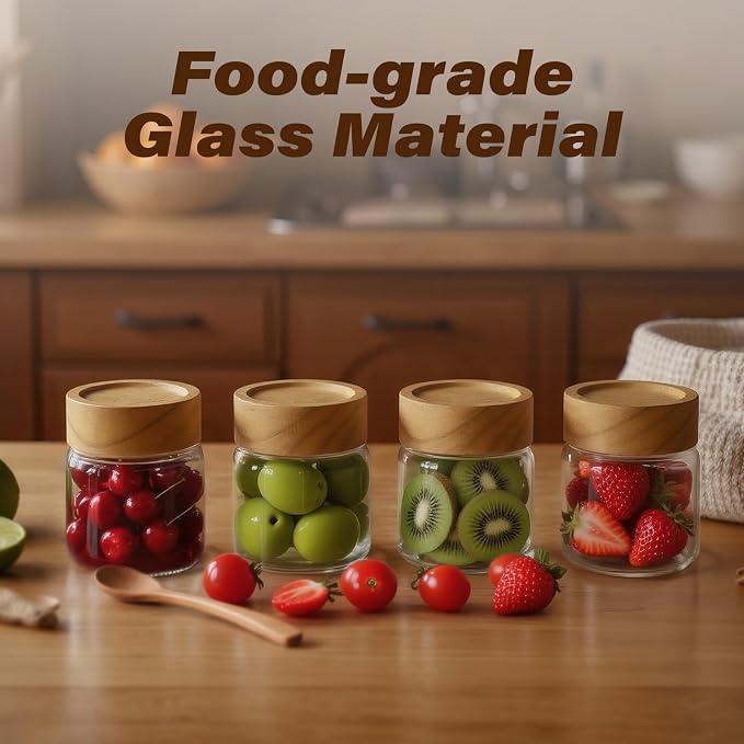 Glass Jars, 6 Fl Oz (180 ml), 6-Pack | Feature inner plastic insert & seal; airtight for yogurt drinks, spices, seasonings, snack portioning & pantry