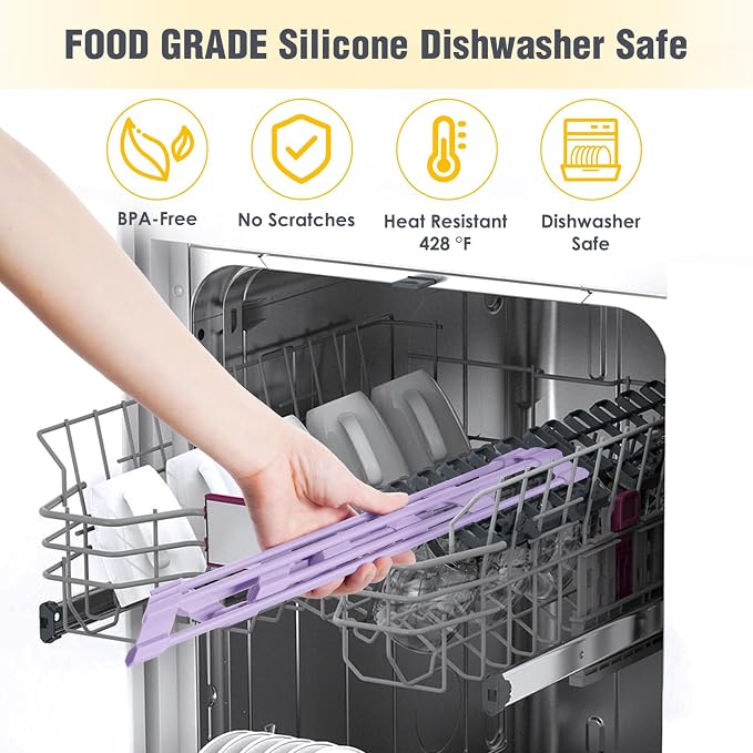 Tomorotec Triangle Roll Up Dish Drying Rack with Silicone Coating, Purple | 304 Stainless Steel with BPA-Free Silicone, Triangle Design Maximizes Sink Corner Space, Fits Compact Kitchens And RVs