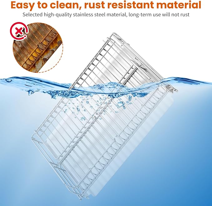 Dish Drying Rack Stainless Steel Expandable Large | Dish Drainer for Kitchen Counter with Stainless Drain Board Rustproof Collapsible Space Saving