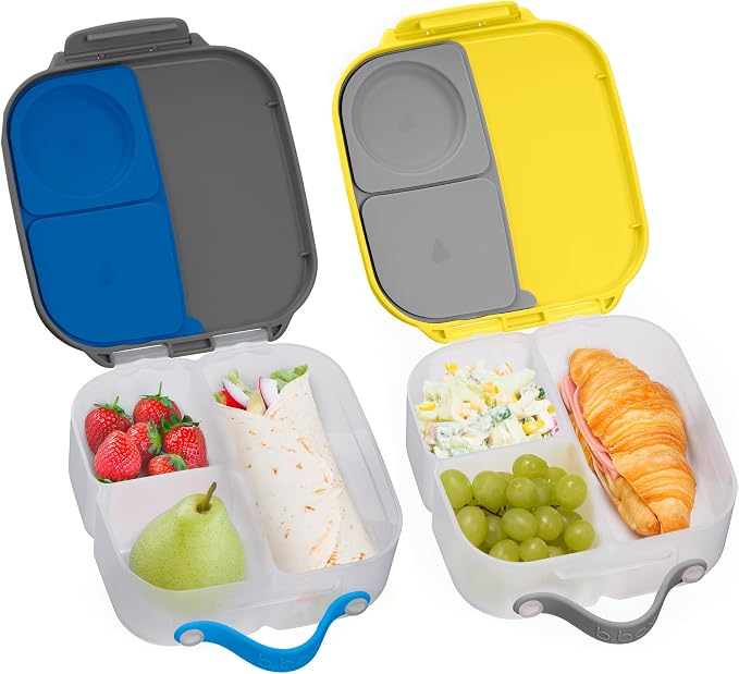 b.box Mini Lunch Box 2-Pack, Snack Containers for Kids, Lunch Box Kids | Bento Box for Kids, Sanck Box, Lunch Containers, Leakproof, Dishwasher Safe, PFAS + BPA Free, Ages 3+ — Lemon + Slate