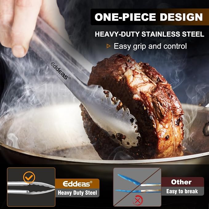 Grill Tongs UP TO 600°F Metal BBQ Tongs For Cooking 2PCS 12" 17 INCH | Heat Resistant 600 Degrees Stainless Steel Kitchen tongs, Metal Locking Tong for Cooking, Grilling, Outdoor Barbecue