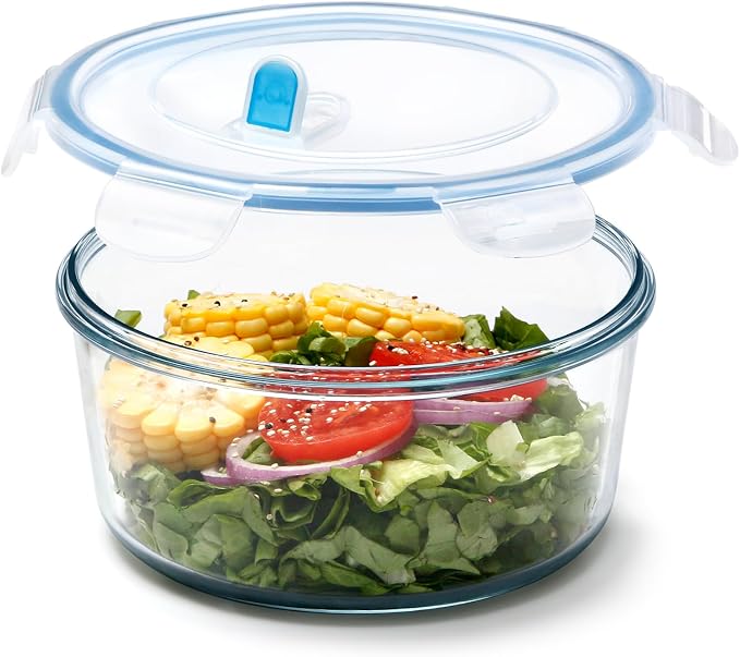 NUTRIUPS 54OZ/1600ml Glass Meal Prep Containers with Lids, Food Storage Containers, Round Airtight Food Storage Container