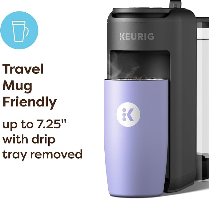 Keurig K-Mini Mate Plus Single-Serve K-Cup Pod Coffee Maker, Compact, 3 Cup Sizes, Brew Over Ice and Strong Button Features, 50 oz Removable Reservoir, Matte Black