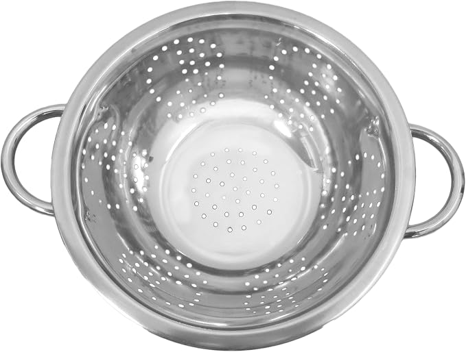 Winco Stainless Steel Colander with Base, 3-Quart | Foodservice, Great for Draining Pasta, Rinsing Produce, Straining and Kitchen Prep