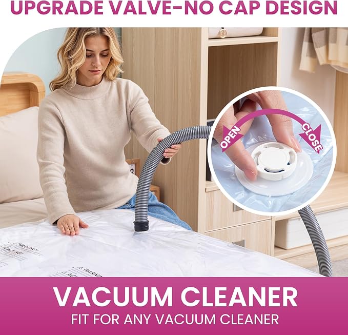TAILI Vacuum Storage Bags 8 Pack, XXL Jumbo Size 47x39 Inch, Cream | XXL Large Vacuum Seal Bags for Clothing, Huge Space for Bedding, Comforters, Pillows, Toy, Save More Closet Space