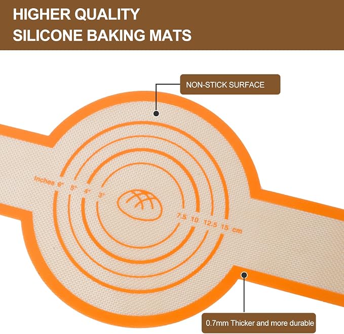 Silicone Bread Sling for Dutch Oven, 2 PCS Round Sourdough Baking Mat, Reusable Dutch Oven Liners with Extra Long Heat-Resistant Handles, Non-Stick Easy Clean Transfer Sling for Sourdough Bread-orange