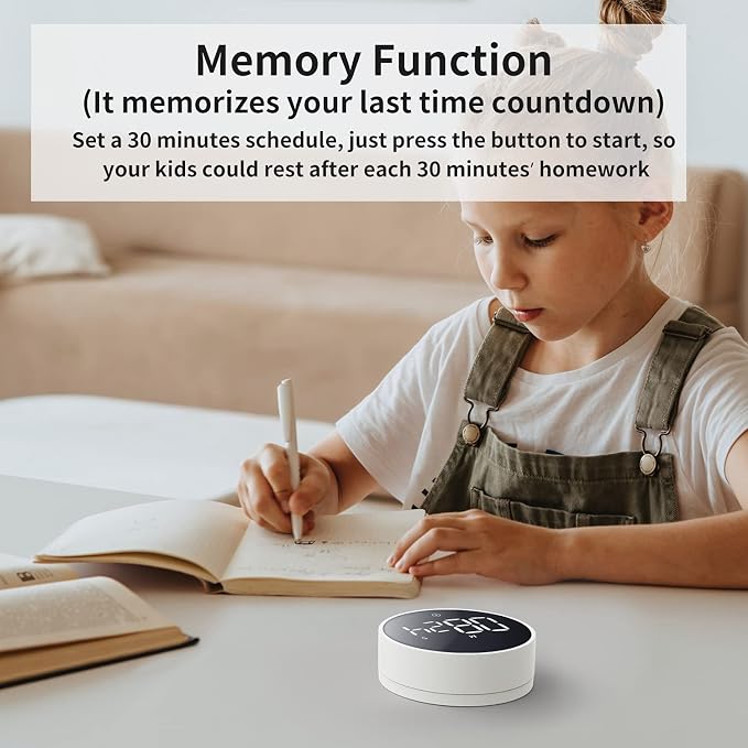 Digital Magnetic Kitchen Timer & Stopwatch with LED Display, White | Up to 99:55 Countdown & Count Up , Easy Twist Control, Adjustable Volume & Brightness, Magnetic Back, Battery Powered