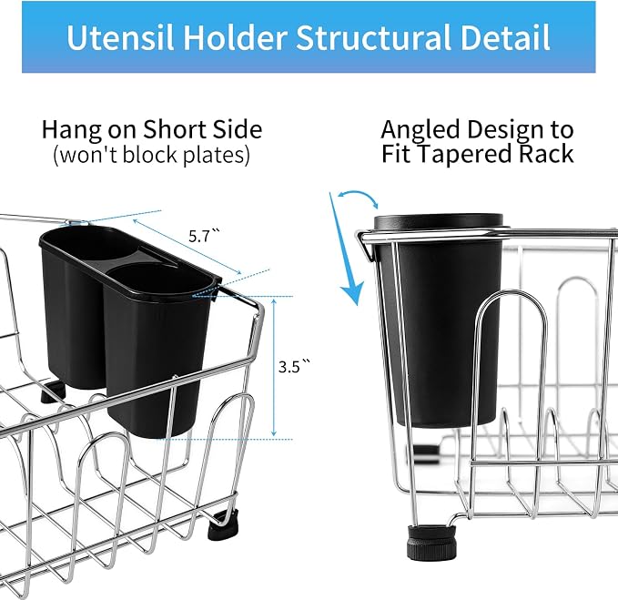 Small in Sink Dish Drying Rack - Stainless Steel Compact Inside Sink Dish Drainer for RV Kitchen Apartment Sink, Rust Resistant Kitchen Organizer for Plates, Bowls in Sink, 11.6" W x 13.4" L, Silver