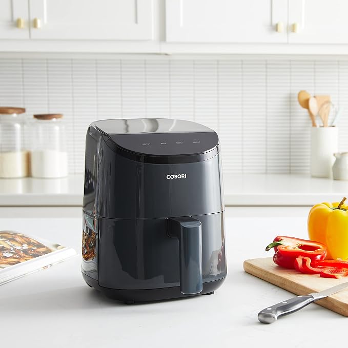Cosori Lite 2.1 Qt Small Air Fryer, Max 400°F, 4-in-1, 97% less oil, Gray | Ideal for dorms, apartment, RVs, Quiet, Touch control, Air Fry, Bake, Roast, Reheat, Nonstick inner, Dishwasher-Safe Basket