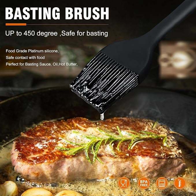 Walfos Pastry Brush, 600℉ Heat Resistant Silicone Basting Small Brush For Baking Cooking BBQ Kitchen king, Desserts, BPA Free&Dishwasher Safe