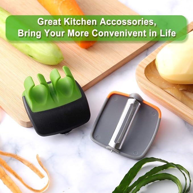 Mudder 4 Pieces Finger Vegetable Palm Peeler Kitchen Fruit Potato Peeler with Comfortable Rubber Finger Grip For Pumpkin Carrot Cucumber Potato