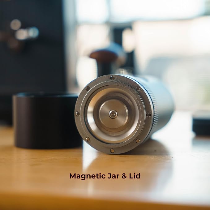 MiiCoffee PT2 Portable Electric Burr Coffee Grinder, USB-C Rechargeable Stainless Conical Burr Grinder, Aluminum Body with Cleaning Brush Included