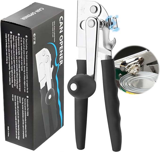 Commercial Can Opener Manual Heavy Duty for Seniors for Kitchen | Stainless Steel Hand Crank Can Opener Smooth Edge Can Opener for Restaurant for Big Cans for Arthritics