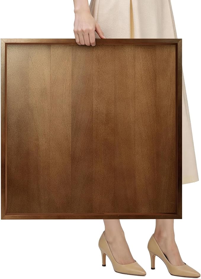 Extra Large Ottoman Tray, 24" Square Black Walnut Wood Serving Tray | Farmhouse Wooden Decorative Tray with Handles, Oversized Coffee Table Tray, Serving Platter Tray for Living Room, Countertop