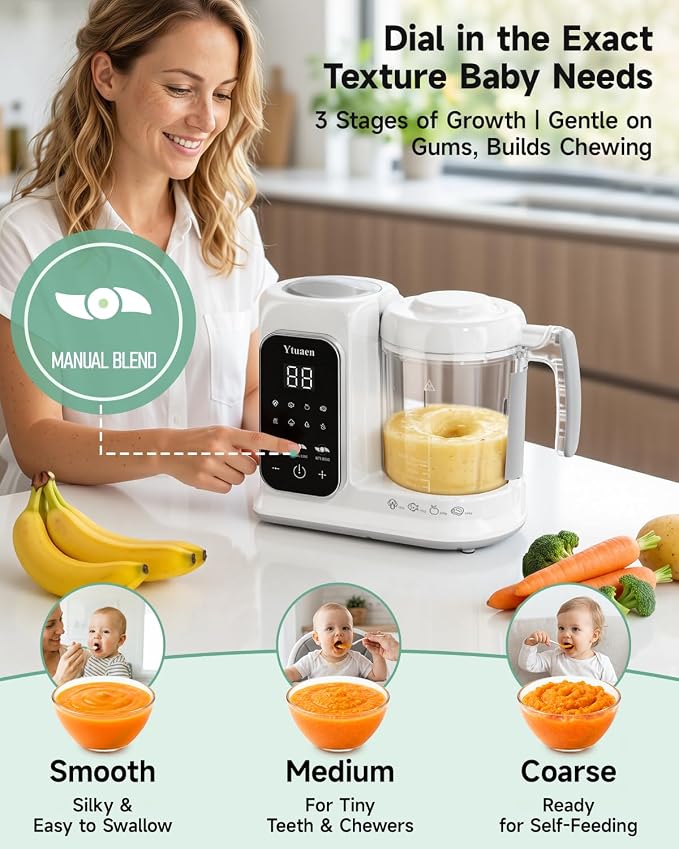 Baby Food Maker with Large Steam Basket Onestep Baby Food Processor Steamer with Steam & Grinding, Auto Cooking Self-Cleaning & Sterili-zing, BPA-Free for Healthy Homemade Baby Food